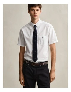 Regular Fit Poplin Short Sleeve Shirt in White