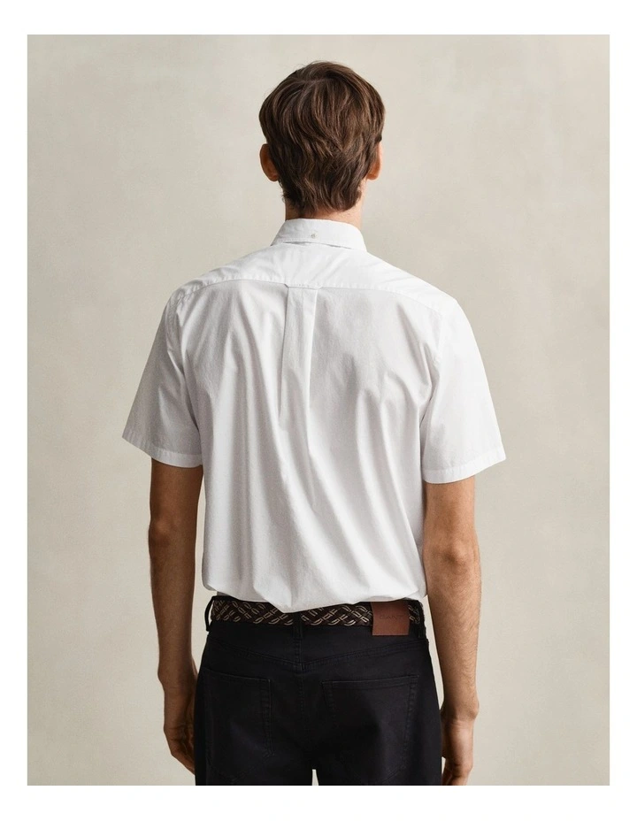 Regular Fit Poplin Short Sleeve Shirt in White image 2