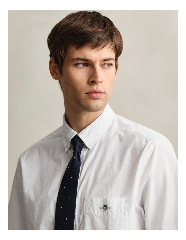 Regular Fit Poplin Short Sleeve Shirt in White image 3