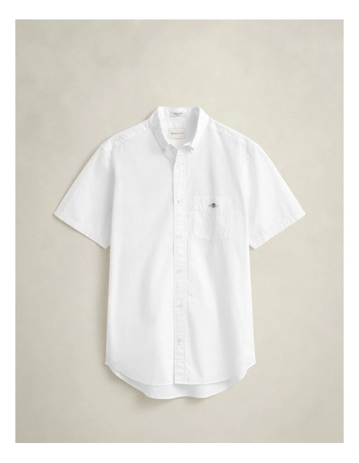 Regular Fit Poplin Short Sleeve Shirt in White image 5