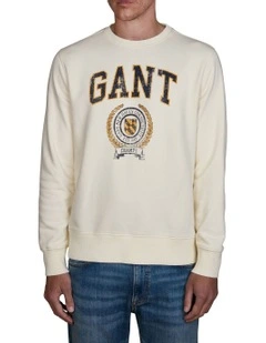 Graphic Crew Neck Sweatshirt in Cream