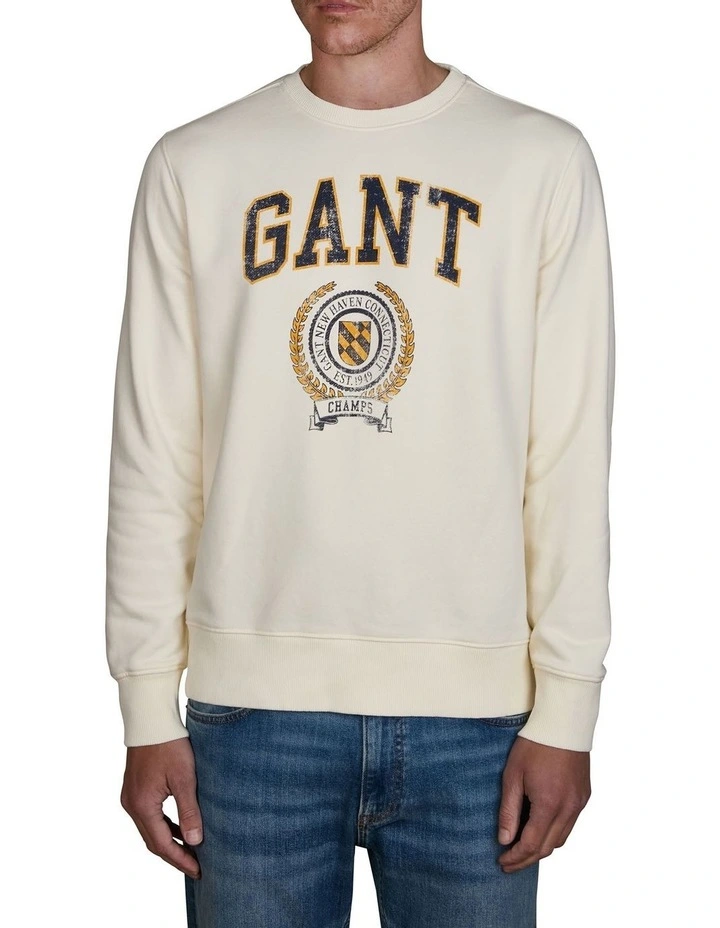 Graphic Crew Neck Sweatshirt in Cream image 1
