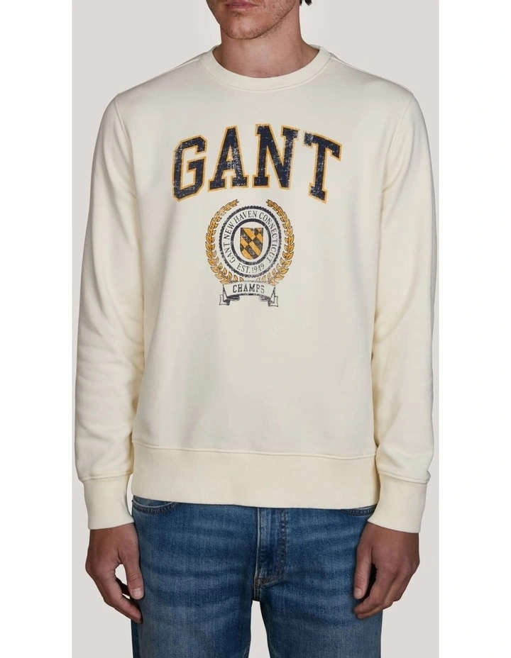Graphic Crew Neck Sweatshirt in Cream image 1