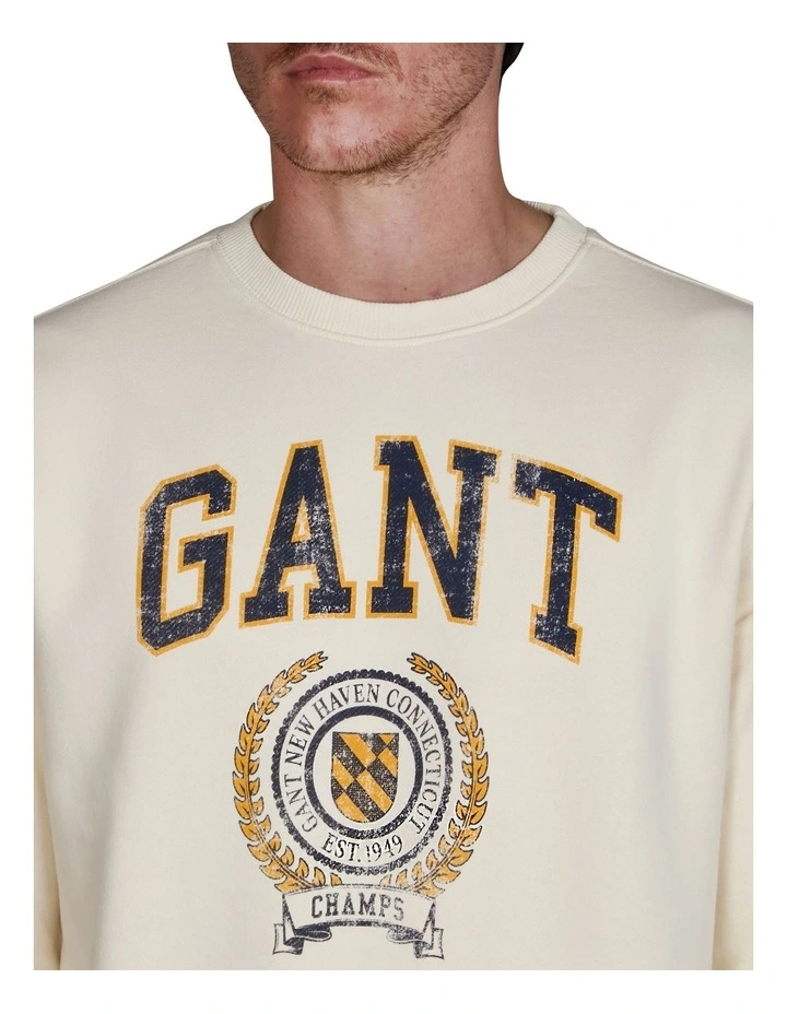 Graphic Crew Neck Sweatshirt in Cream image 3
