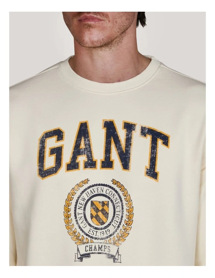 Graphic Crew Neck Sweatshirt in Cream image 3