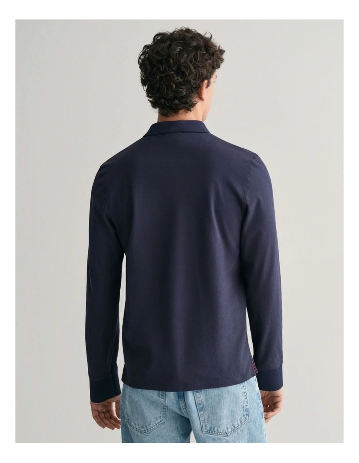 Contrast Piqu Rugger in Evening Blue image 2