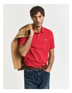 Regular Fit Pique Polo Shirt in Ruby Red