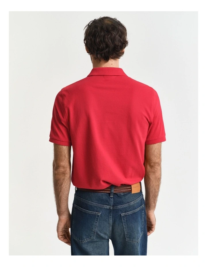 Regular Fit Pique Polo Shirt in Ruby Red image 2