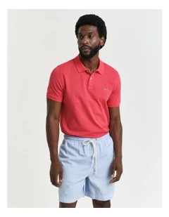 Regular Fit Pique Polo Shirt in Watermelon Red
