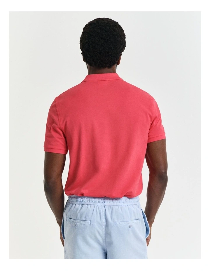 Regular Fit Pique Polo Shirt in Watermelon Red image 2