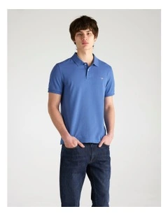 Slim Fit Pique Polo Shirt in Rich Blue