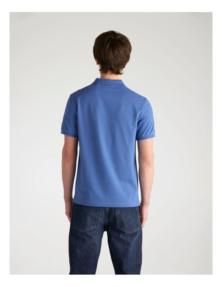 Slim Fit Pique Polo Shirt in Rich Blue image 2