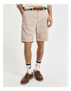 Regular Fit Sunfaded Chino Shorts in Dry Sand