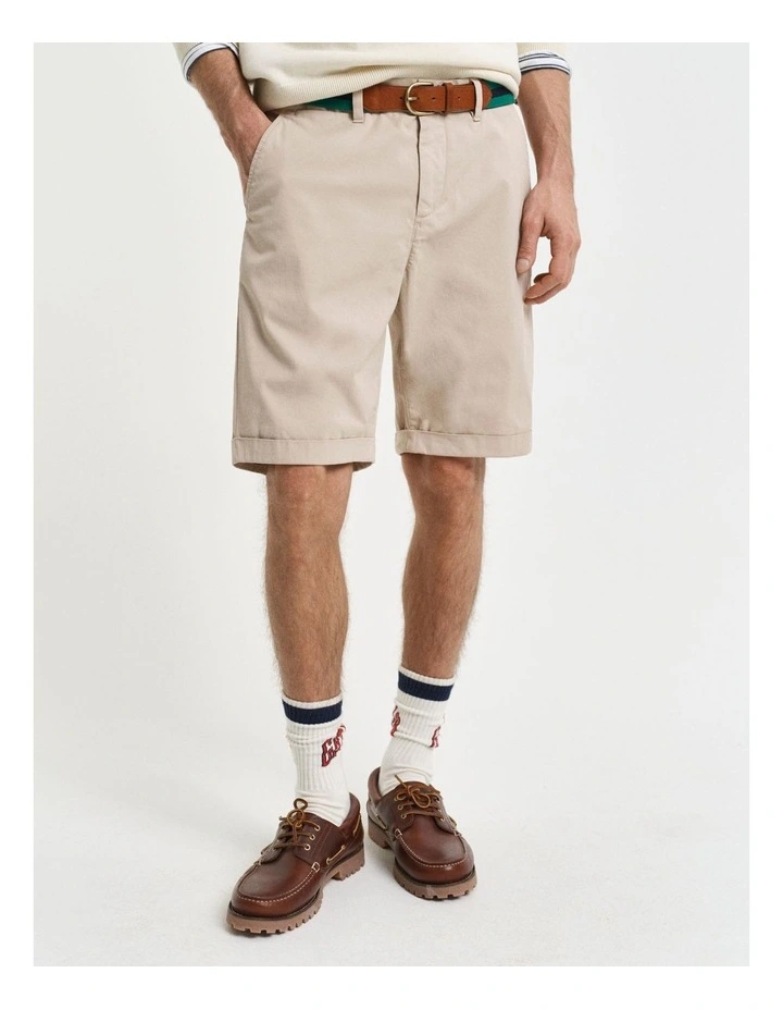Regular Fit Sunfaded Chino Shorts in Dry Sand image 1