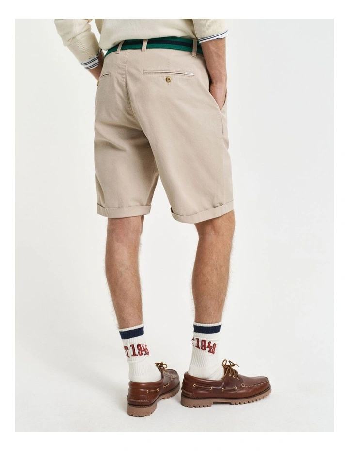 Regular Fit Sunfaded Chino Shorts in Dry Sand image 2