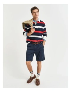 Regular Fit Sunfaded Chino Shorts in Evening Blue