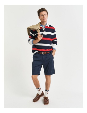 Regular Fit Sunfaded Chino Shorts in Evening Blue