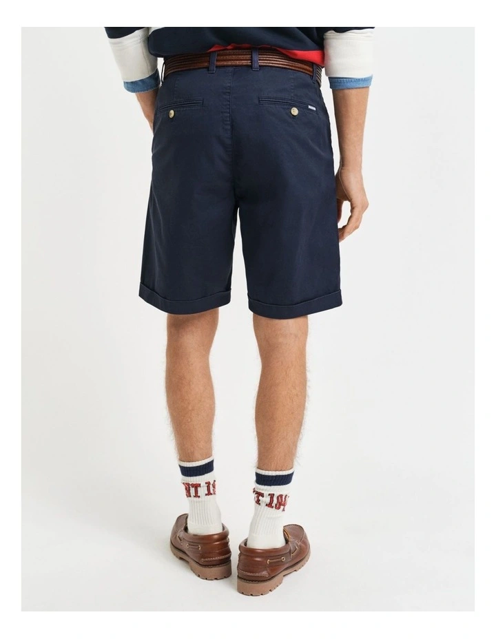 Regular Fit Sunfaded Chino Shorts in Evening Blue image 2