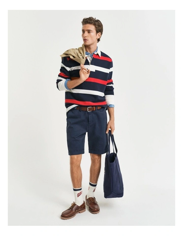 Regular Fit Sunfaded Chino Shorts in Evening Blue image 3