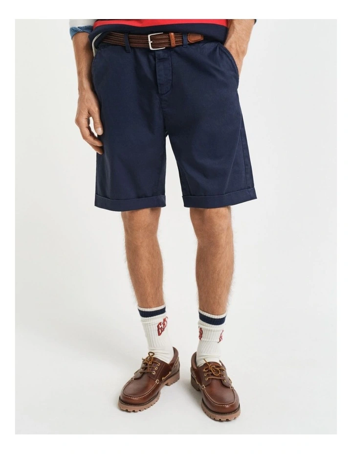 Regular Fit Sunfaded Chino Shorts in Evening Blue image 4