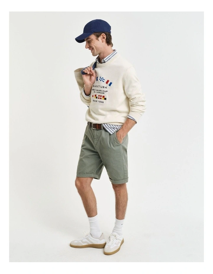 Regular Fit Sunfaded Chino Shorts in Kalamata Green image 4