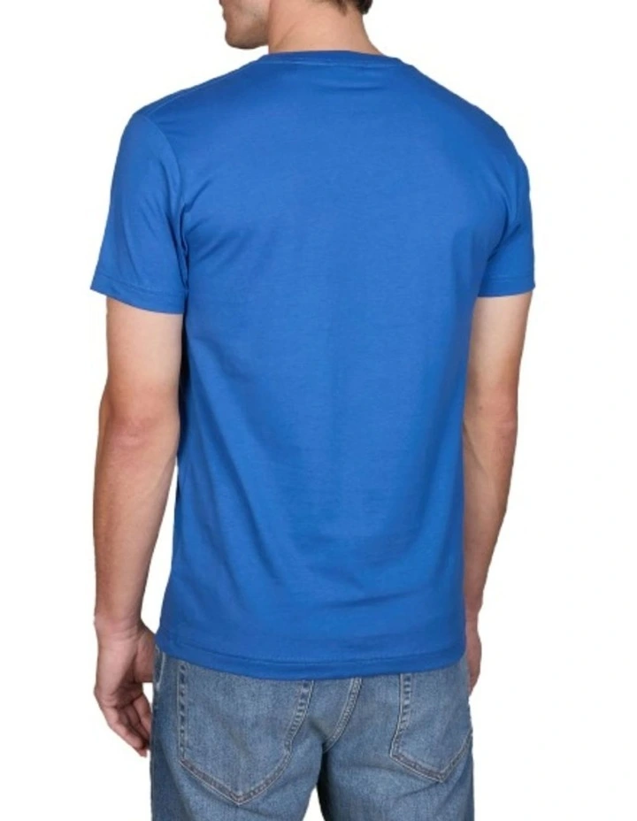 Slim Fit Shield V-Neck T-Shirt in Rich Blue image 2