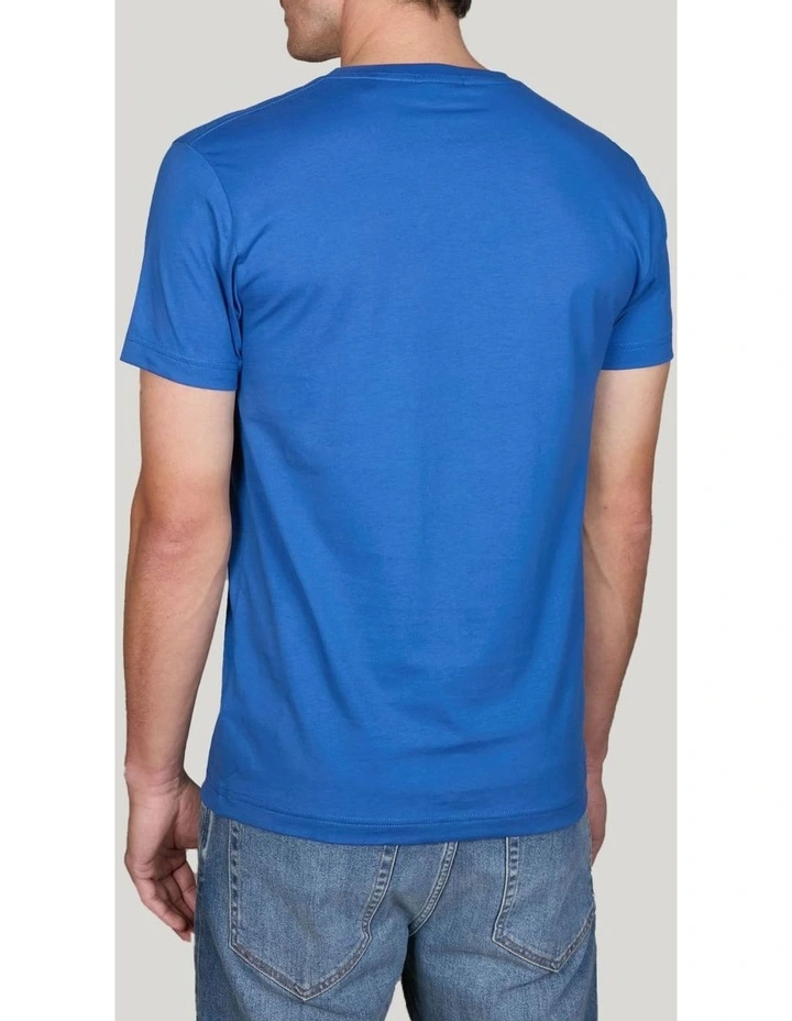 Slim Fit Shield V-Neck T-Shirt in Rich Blue image 2