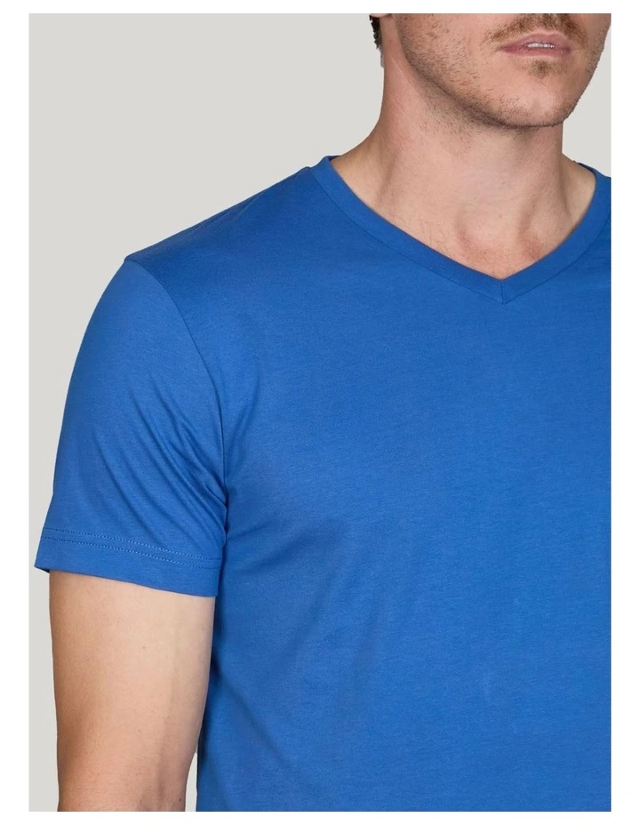 Slim Fit Shield V-Neck T-Shirt in Rich Blue image 4