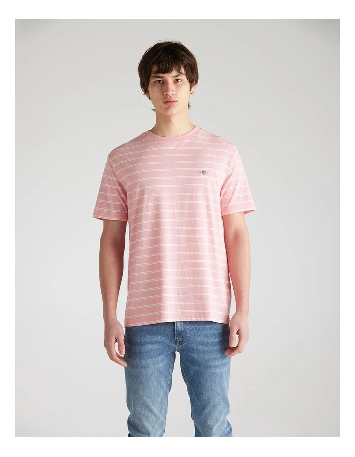 Striped T-shirt in Geranium Pink image 1