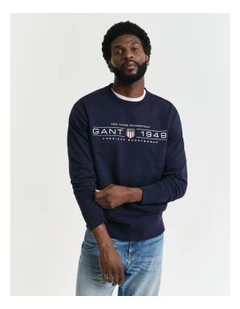 Graphic Crew Neck Sweatshirt in Evening Blue