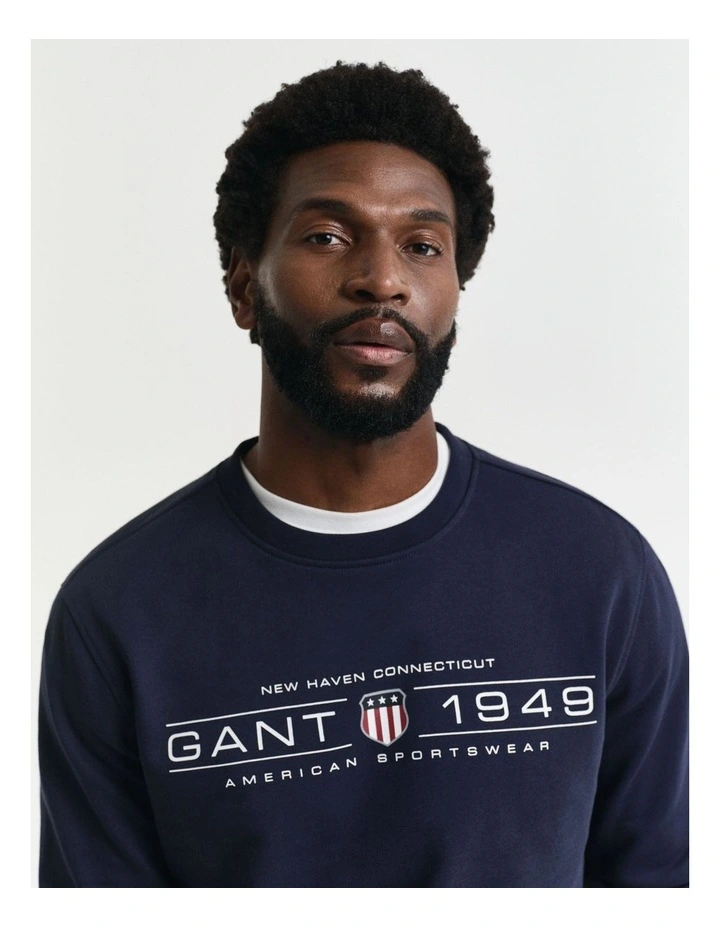 Graphic Crew Neck Sweatshirt in Evening Blue image 3