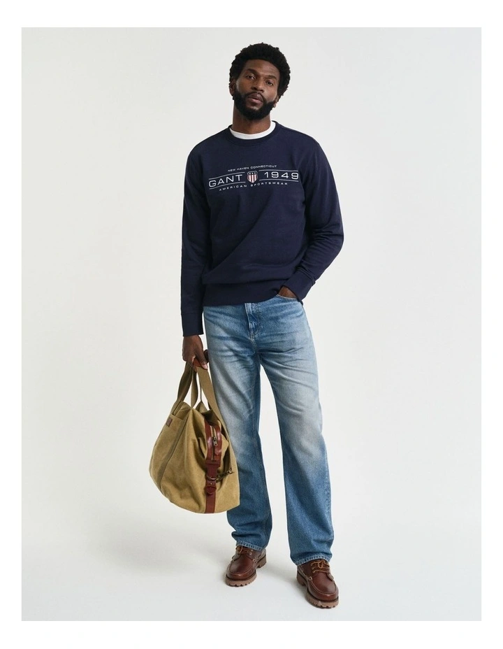 Graphic Crew Neck Sweatshirt in Evening Blue image 4