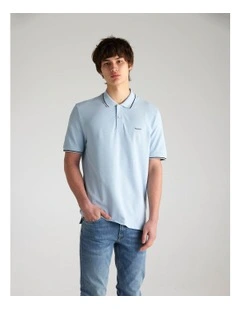 Tipped Pique Polo Shirt in Fresh Blue