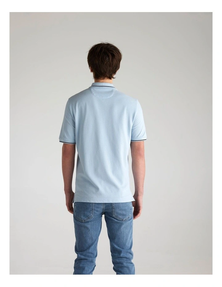 Tipped Pique Polo Shirt in Fresh Blue image 2