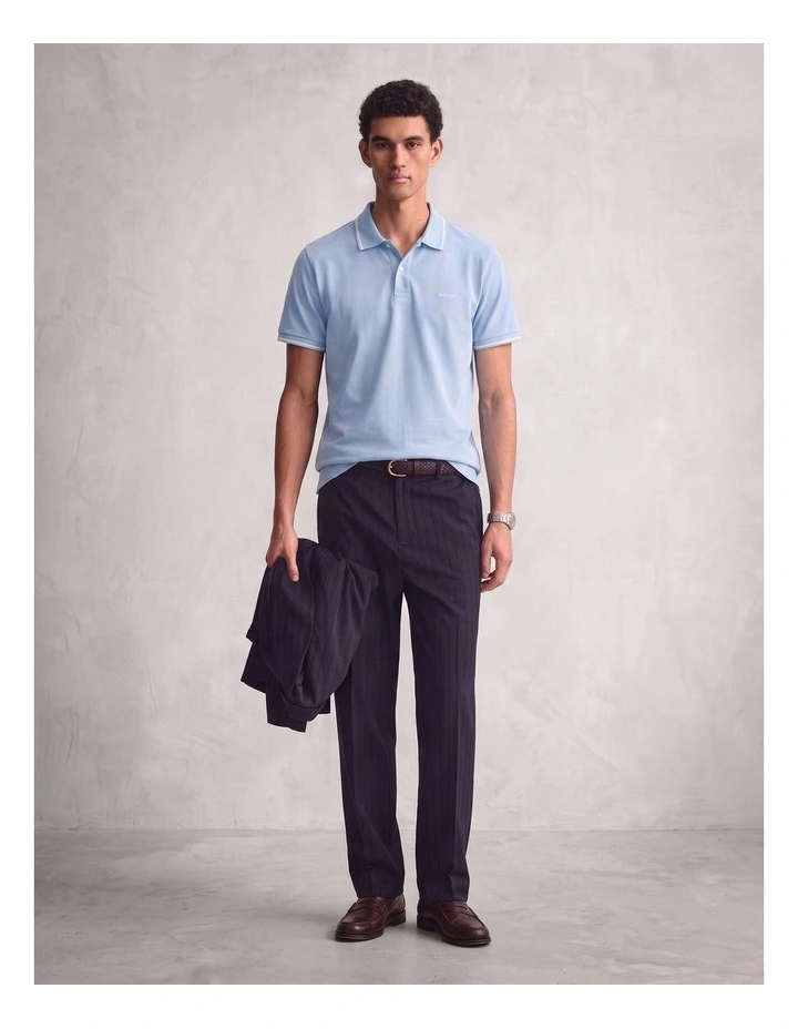 Tipped Pique Polo Shirt in Fresh Blue image 3