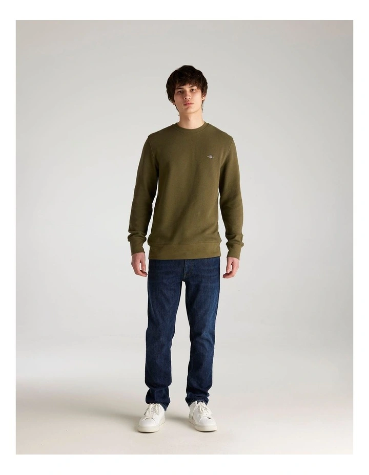 Textured Sweatshirt in Juniper Green image 3