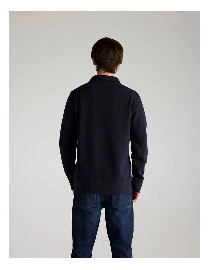 Textured Half Zip Sweat in Evening Blue image 2