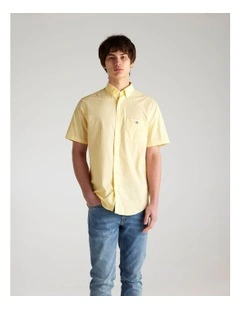 Regular Fit Poplin Short Sleeve Shirt in Banana Yellow