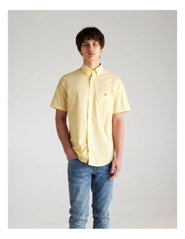 Regular Fit Poplin Short Sleeve Shirt in Banana Yellow image 1