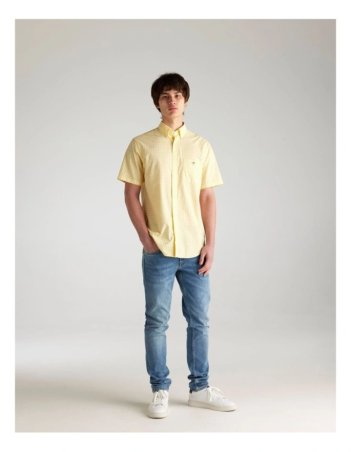 Regular Fit Poplin Short Sleeve Shirt in Banana Yellow image 3