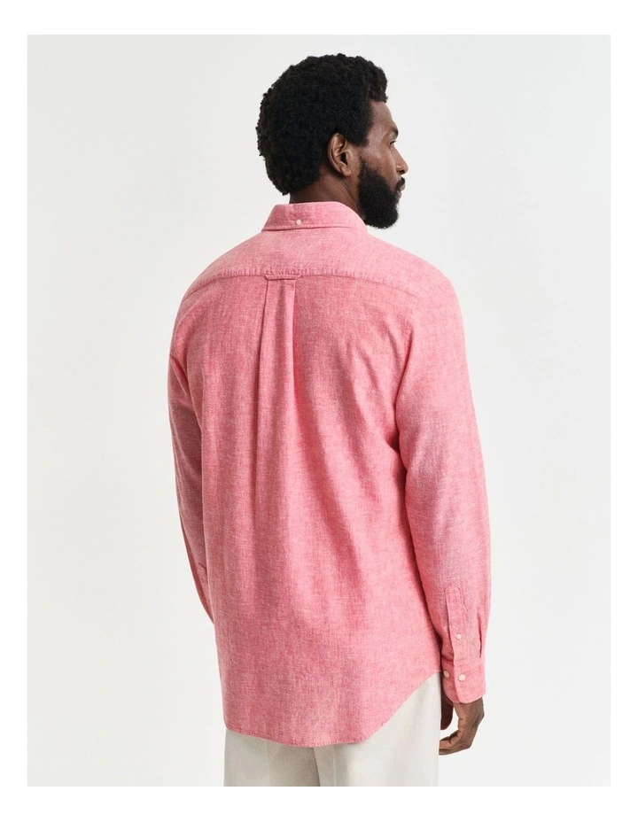 Regular Fit Cotton Linen Shirt in Brick Red image 2