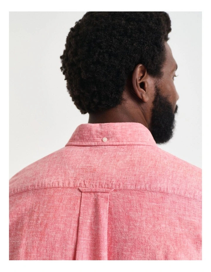 Regular Fit Cotton Linen Shirt in Brick Red image 5