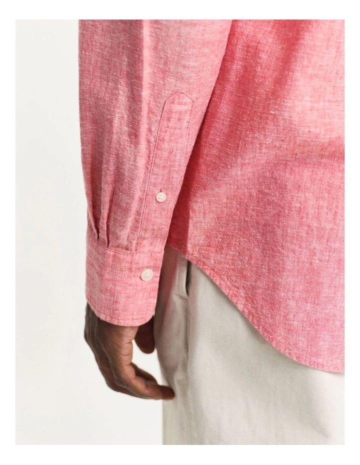 Regular Fit Cotton Linen Shirt in Brick Red image 6