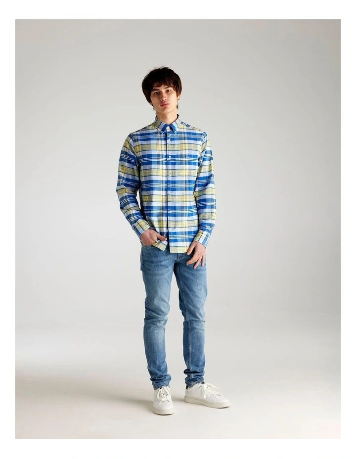 Regular Fit Classic Oxford Check Shirt in Rich Blue image 3