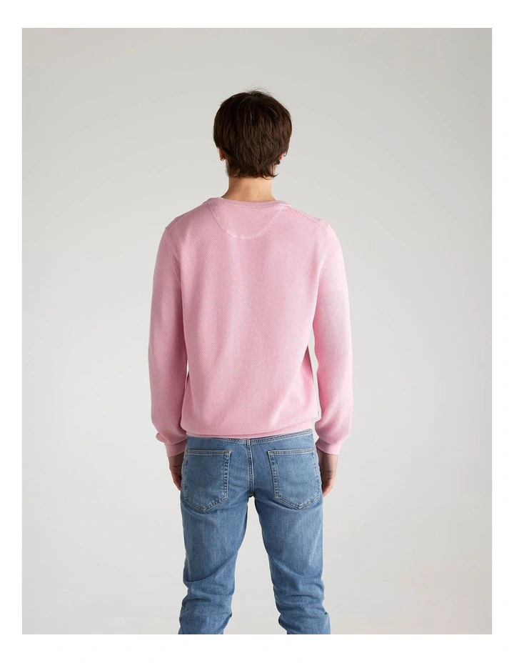 Cotton Pique Crew Neck Knit Sweater in California Pink image 2