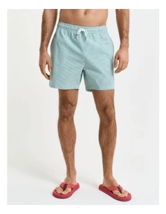 Seersucker Swim Shorts in Vivid Green