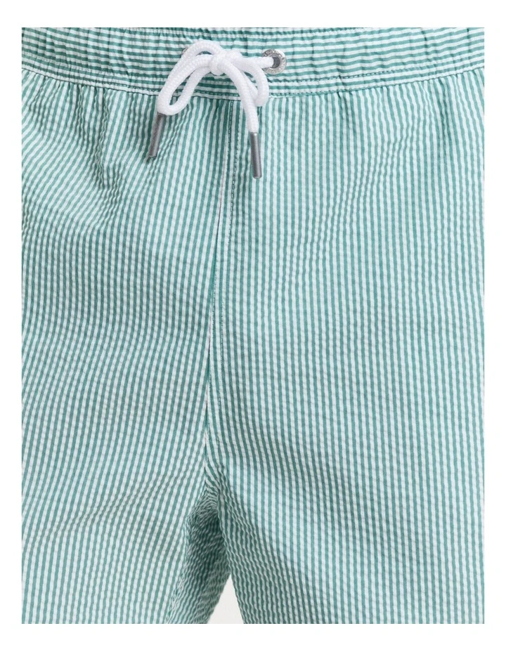 Seersucker Swim Shorts in Vivid Green image 4