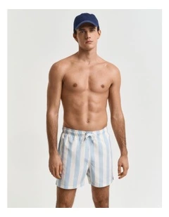 Block Stripe Swim Shorts in Fresh Blue