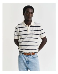Striped Polo Shirt in Cream