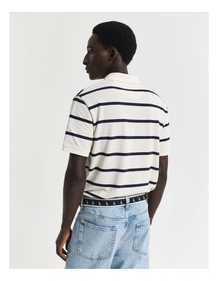 Striped Polo Shirt in Cream image 2